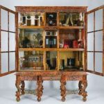 A wooden cabinet of curiosities